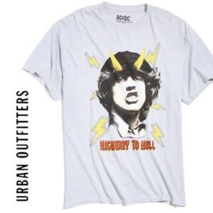Urban Outfitters AC/DC Highway to Hell Graphic Gray Short Sleeve Tshirt Size XL